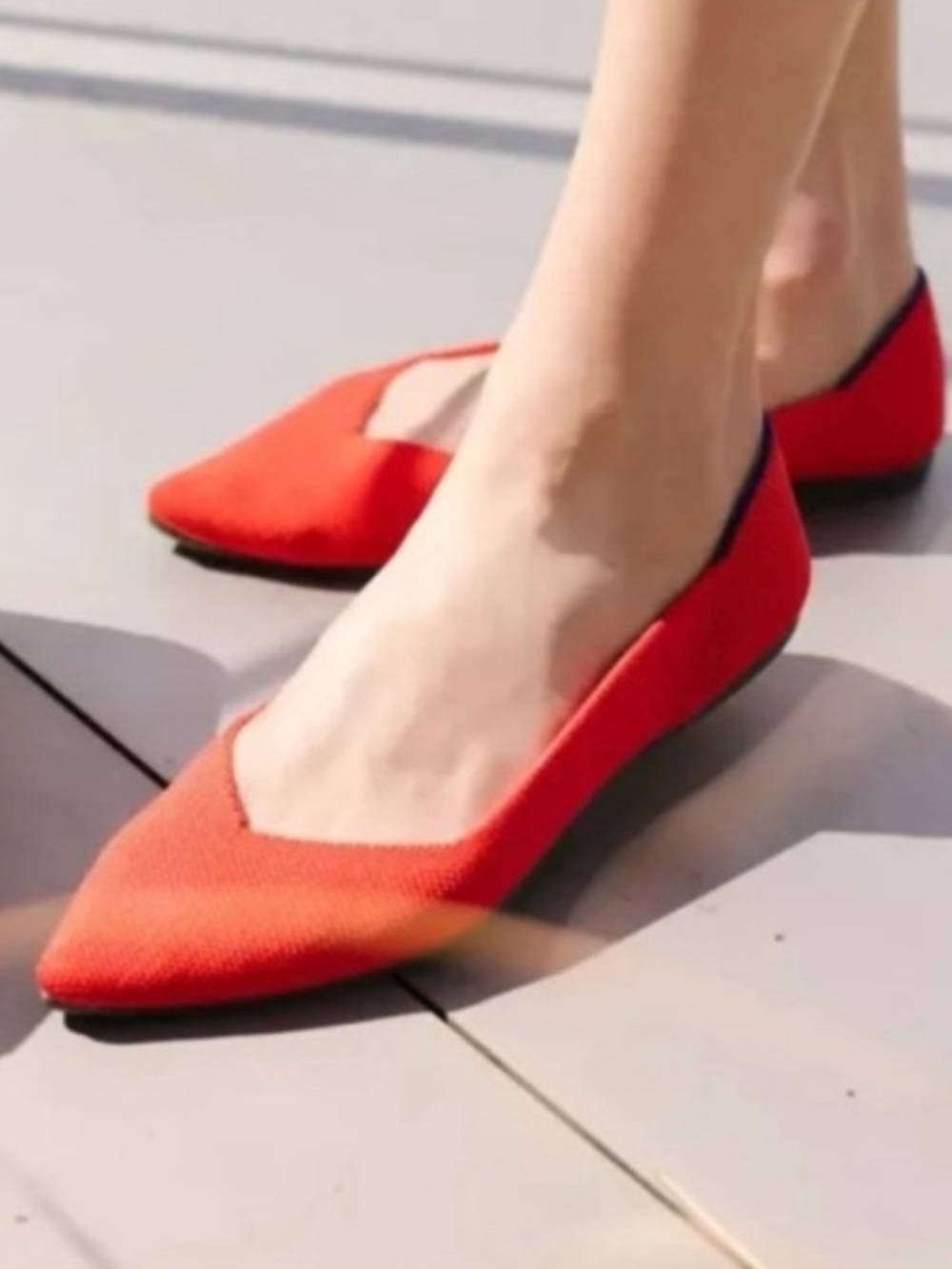 Rothy’s Flame Points Red Ballet Flats Pointed Casual Office Style Blogger Coral